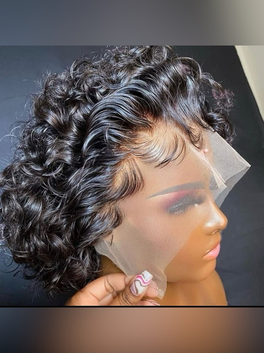 New Short Curly Pixie Cut Lace Wig Front 8 inch Hd Human Hair Summer ready